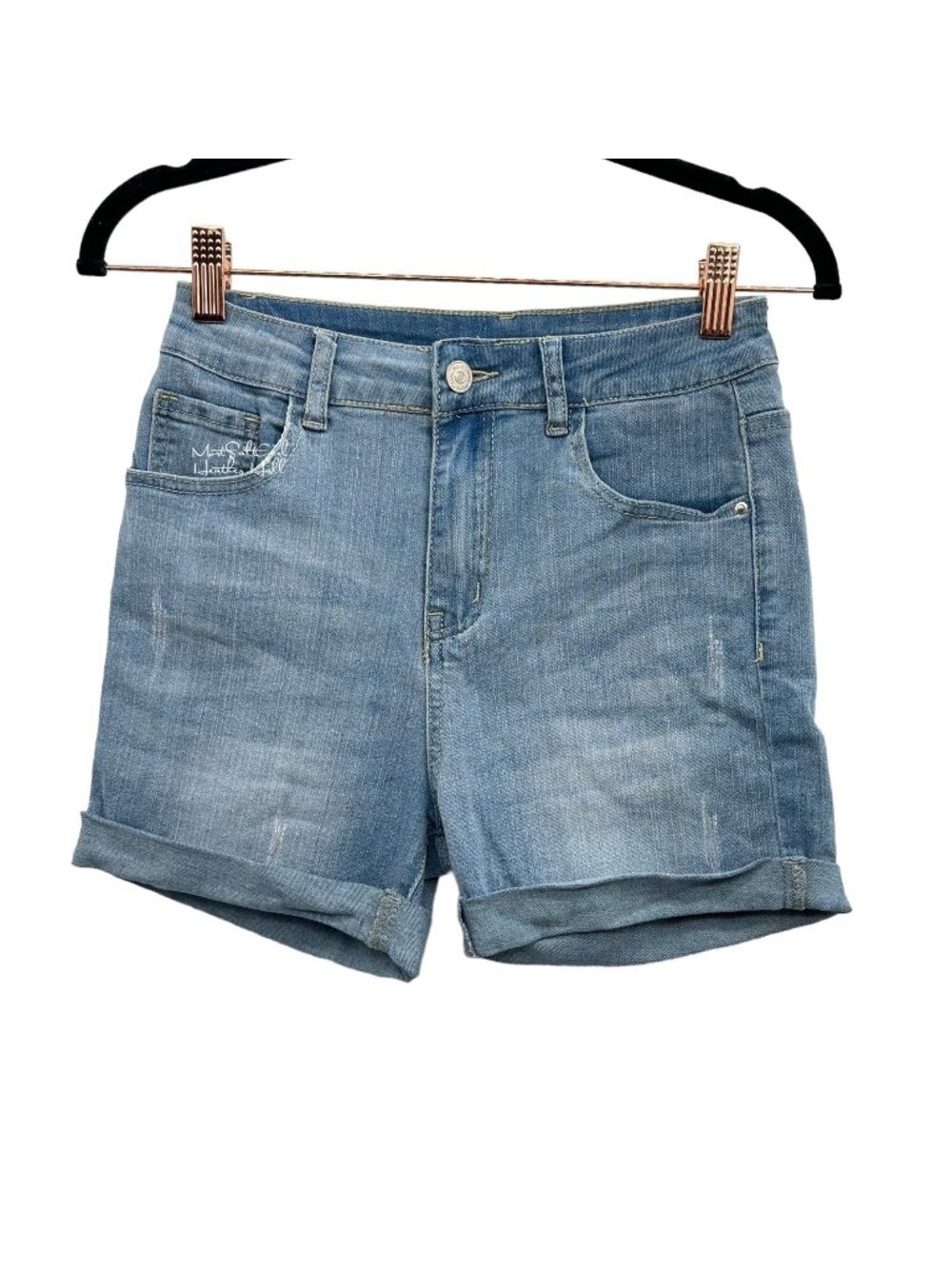 Shein Light Stone Wash Rolled Hem Jean Shorts Size 25